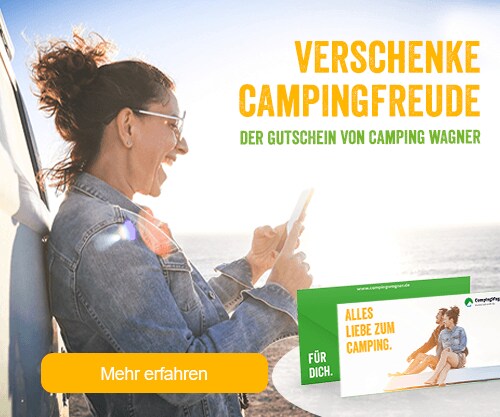 Der Camping Wagner Geschenkgutschein ist das ideale Geschenk für alle Camping-Liebhaber!